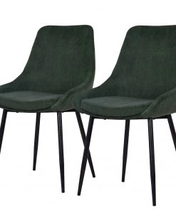Jack & Alice Polsterstuhl Beebe (2er-Set) - Dunkelgrün