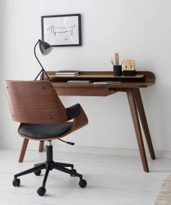 Mørteens Bürostuhl Luumaki - Kunstleder - Schwarz / Walnuss -Deutschland Stühle Verkaufs-Shop 1000210873 210129 12411800005 DETAILS P000000001000210873