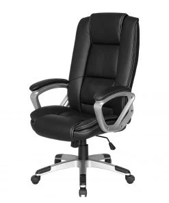 Furnitive Chefsessel Hauxley XXL - Kunstleder - Schwarz / Silber