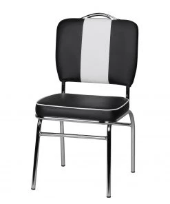 Mooved Esszimmerstuhl Eckero - Kunstleder / Metall - Chrom - Schwarz / Weiß