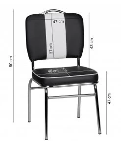 Mooved Esszimmerstuhl Eckero - Kunstleder / Metall - Chrom - Schwarz / Weiß -Deutschland Stühle Verkaufs-Shop 1000211727 200506 12473200105 SKETCH DETAILS P000000001000211727 sketch
