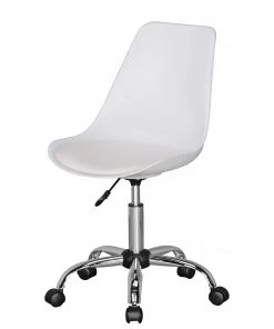 Furnitive Bürostuhl Kahoka - Kunstleder / Metall - Chrom - Weiß