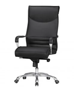 Furnitive Chefsessel Caracol - Kunstleder / Aluminium - Schwarz