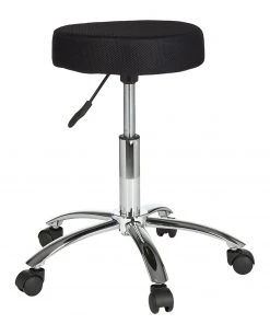 Furnitive Bürohocker Bracey - Mesh / Metall - Schwarz / Chrom