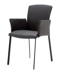 GWINNER Armlehnenstuhl Carola - Echtleder / Eisen - Schwarz