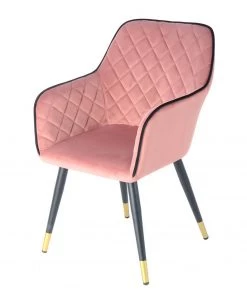Kayoom Armlehnenstuhl Amino - Samt / Stahl - Rosa / Gold