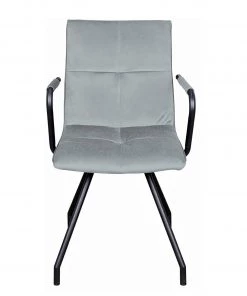 Kayoom Armlehnenstuhl Eaden (2er-Set) - Samt / Eisen - Schwarz - Grau -Deutschland Stühle Verkaufs-Shop 1000214201 200529 06050300182 DETAILS P000000001000214201