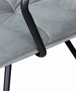 Kayoom Armlehnenstuhl Eaden (2er-Set) - Samt / Eisen - Schwarz - Grau -Deutschland Stühle Verkaufs-Shop 1000214201 200529 06050600185 DETAILS P000000001000214201