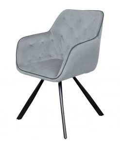 Kayoom Armlehnenstuhl Eann - Samt / Eisen - Schwarz - Grau