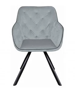 Kayoom Armlehnenstuhl Eann - Samt / Eisen - Schwarz - Grau -Deutschland Stühle Verkaufs-Shop 1000214206 200529 06053800228 DETAILS P000000001000214206