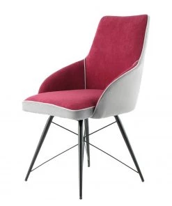 Kayoom Polsterstuhl Carol I - Feincord & Microfaser / Eisen - Rot