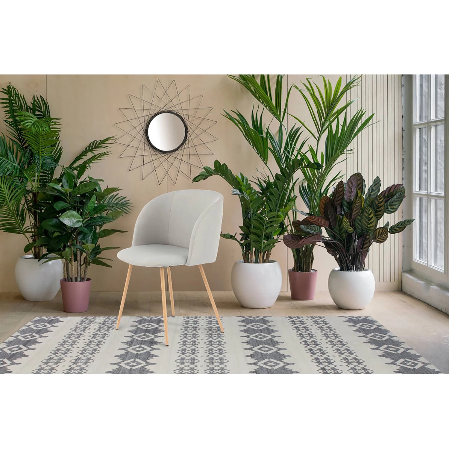 Kayoom Polsterstuhl Celina (2er-Set) - Samt / Metall - Buche Dekor - Hellgrau 2 Kayoom Polsterstuhl Celina (2er-Set) - Samt / Metall - Buche Dekor - Hellgrau – Bild 2