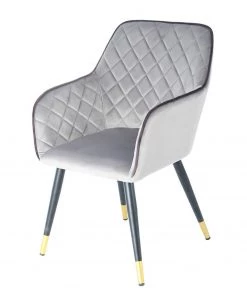 Kayoom Armlehnenstuhl Amino - Samt / Stahl - Grau / Gold