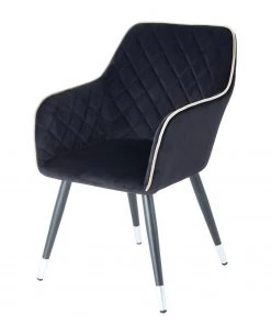 Kayoom Armlehnenstuhl Amino - Samt / Stahl - Schwarz / Silber