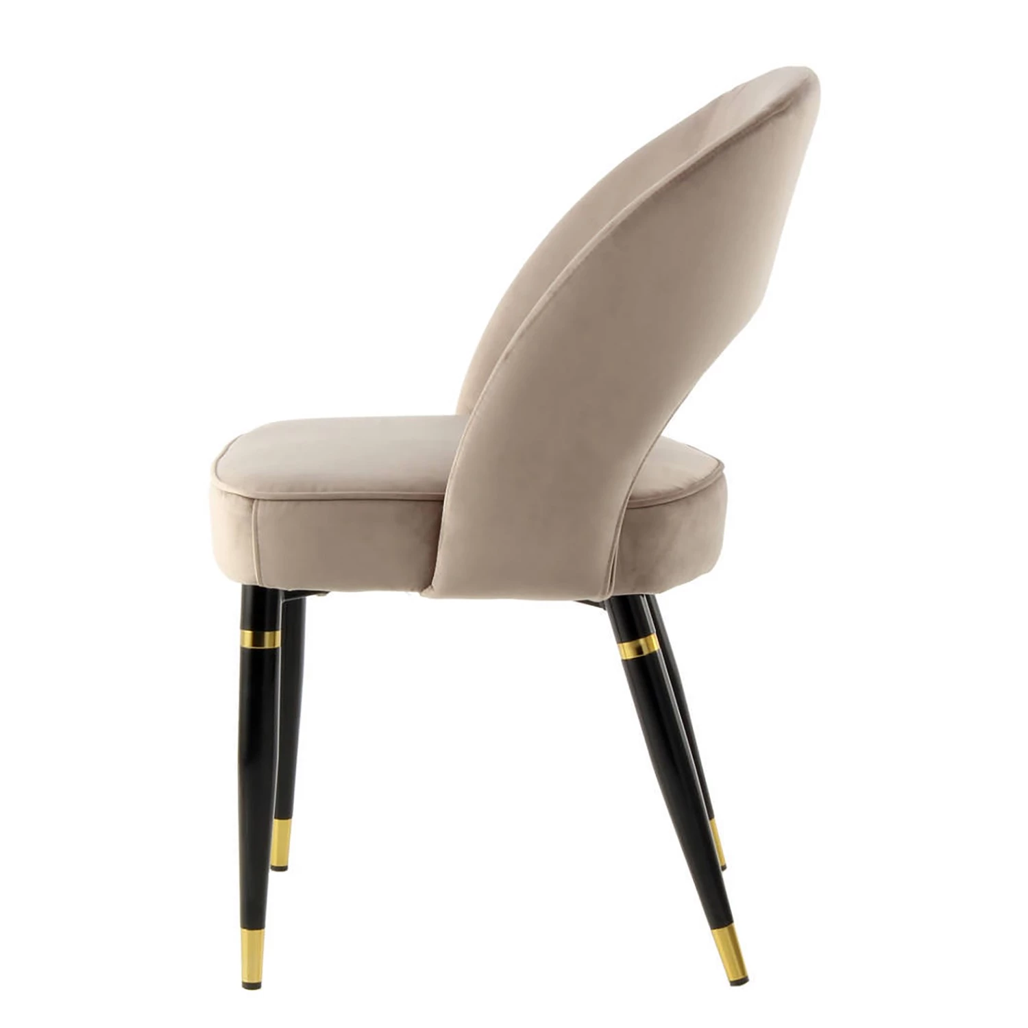 Kayoom Polsterstuhl Courtney (2er-Set) - Samt / Eisen - Schwarz - Taupe / Gold 4 Kayoom Polsterstuhl Courtney (2er-Set) - Samt / Eisen - Schwarz - Taupe / Gold – Bild 4