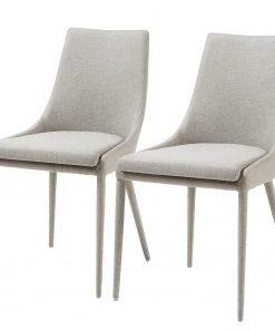 Loftscape Polsterstuhl Doyline I (2er-Set) - Webstoff / Stahl - Lichtgrau