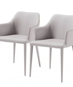 Loftscape Armlehnenstuhl Dayline II (2er-Set) - Kunstleder / Stahl - Hellgrau