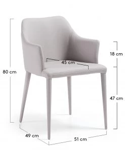 Loftscape Armlehnenstuhl Dayline II (2er-Set) - Kunstleder / Stahl - Hellgrau -Deutschland Stühle Verkaufs-Shop 1000216162 200623 13433100031 SKETCH DETAILS P000000001000216162 sketch