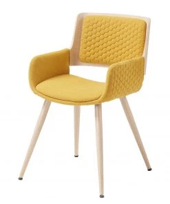 Mørteens Armlehnenstuhl Aatola - Webstoff / Eiche massiv - Eiche - Senfgelb