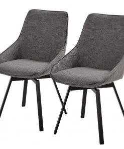 Loftscape Polsterstuhl Hadley (2er-Set) - Webstoff / Stahl - Schwarz - Dunkelgrau