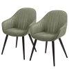 Red Living Armlehnenstuhl Haslet II (2er-Set) - Kunstleder / Stahl - Schwarz - Vintage Grün