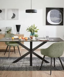 Red Living Armlehnenstuhl Haslet II (2er-Set) - Kunstleder / Stahl - Schwarz - Vintage Grün -Deutschland Stühle Verkaufs-Shop 1000216170 200623 13442200083 MOOD DETAILS P000000001000216170 mood