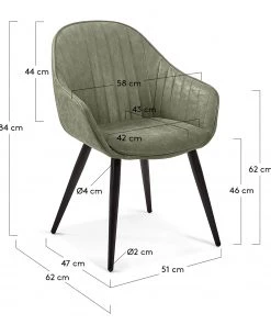 Red Living Armlehnenstuhl Haslet II (2er-Set) - Kunstleder / Stahl - Schwarz - Vintage Grün -Deutschland Stühle Verkaufs-Shop 1000216170 200623 13442500087 SKETCH DETAILS P000000001000216170 sketch