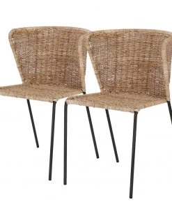 Red Living Esszimmerstuhl Rantin (2er-Set) - Rattan / Stahl - Rattan / Schwarz