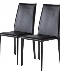 Fredriks Esszimmerstuhl Portola (2er-Set) - Recyceltes Leder / Eisen - Schwarz