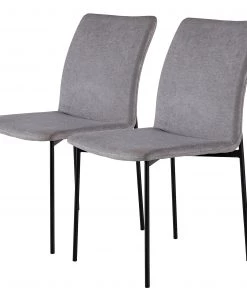 Fredriks Esszimmerstuhl Wines (2er-Set) - Webstoff / Eisen - Lichtgrau