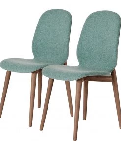 Studio Copenhagen Polsterstuhl Juuma (2er-Set) - Mischgewebe Vedi: Grün - Walnuss
