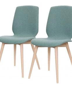 Studio Copenhagen Polsterstuhl Helvig XXL (2er-Set) - Mischgewebe Vedi: Grün - Eiche Hell