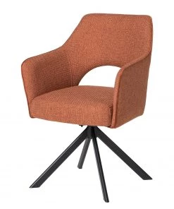 Fredriks Armlehnenstuhl Tustin - Webstoff / Metall - Rostbraun / Matt Schwarz