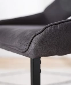 Fredriks Freischwinger Nadros (2er-Set) - Microfaser / Metall - Vintage Grau / Matt Schwarz -Deutschland Stühle Verkaufs-Shop 1000218451 220330 030 DETAILS P000000001000218451