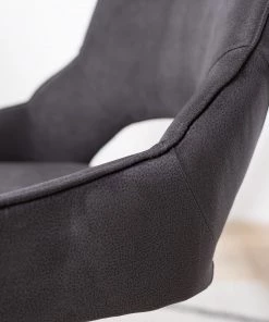 Fredriks Freischwinger Nadros (2er-Set) - Microfaser / Metall - Vintage Grau / Matt Schwarz -Deutschland Stühle Verkaufs-Shop 1000218451 220330 034 DETAILS P000000001000218451