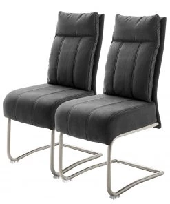 Fredriks Freischwinger Crowan (2er-Set) - Microfaser / Edelstahl - Vintage Grau