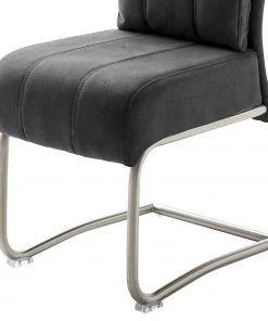 Fredriks Freischwinger Crowan (2er-Set) - Microfaser / Edelstahl - Vintage Grau -Deutschland Stühle Verkaufs-Shop 1000218550 210113 06122800009 DETAILS P000000001000218550