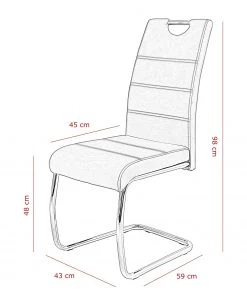 Loftscape Freischwinger La Paz - Kunstleder / Metall - Chrom - Grau - 2er Set -Deutschland Stühle Verkaufs-Shop 1000218725 200714 11160100047 SKETCH DETAILS P000000001000218725 sketch
