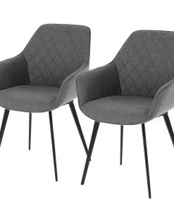 Red Living Armlehnenstuhl Amira II (2er-Set) - Webstoff / Stahl - Grau