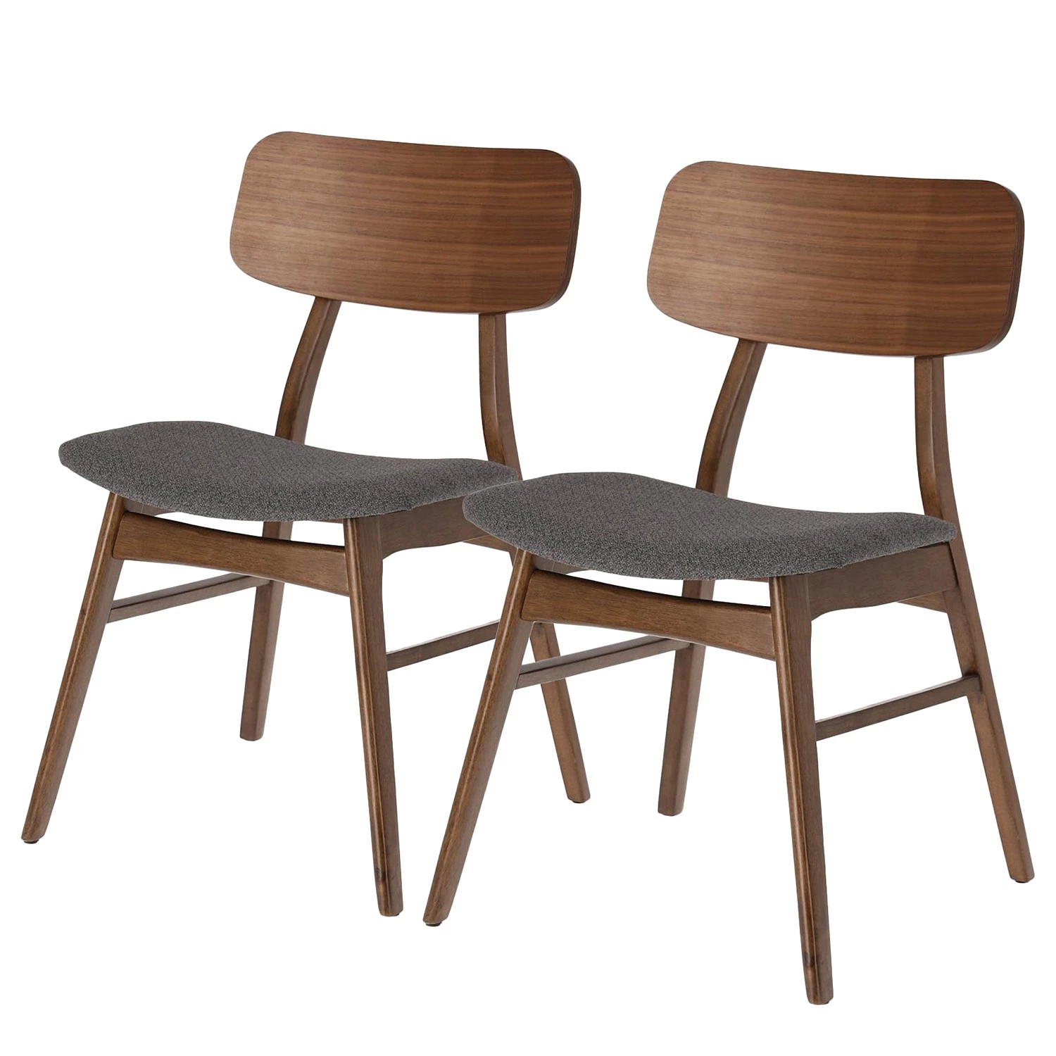 Norrwood Esszimmerstuhl Varkaus II (2er-Set) - Webstoff / Walnuss Furnier & Gummibaum massiv - Grau / Walnuss 1 Norrwood Esszimmerstuhl Varkaus II (2er-Set) - Webstoff / Walnuss Furnier & Gummibaum massiv - Grau / Walnuss