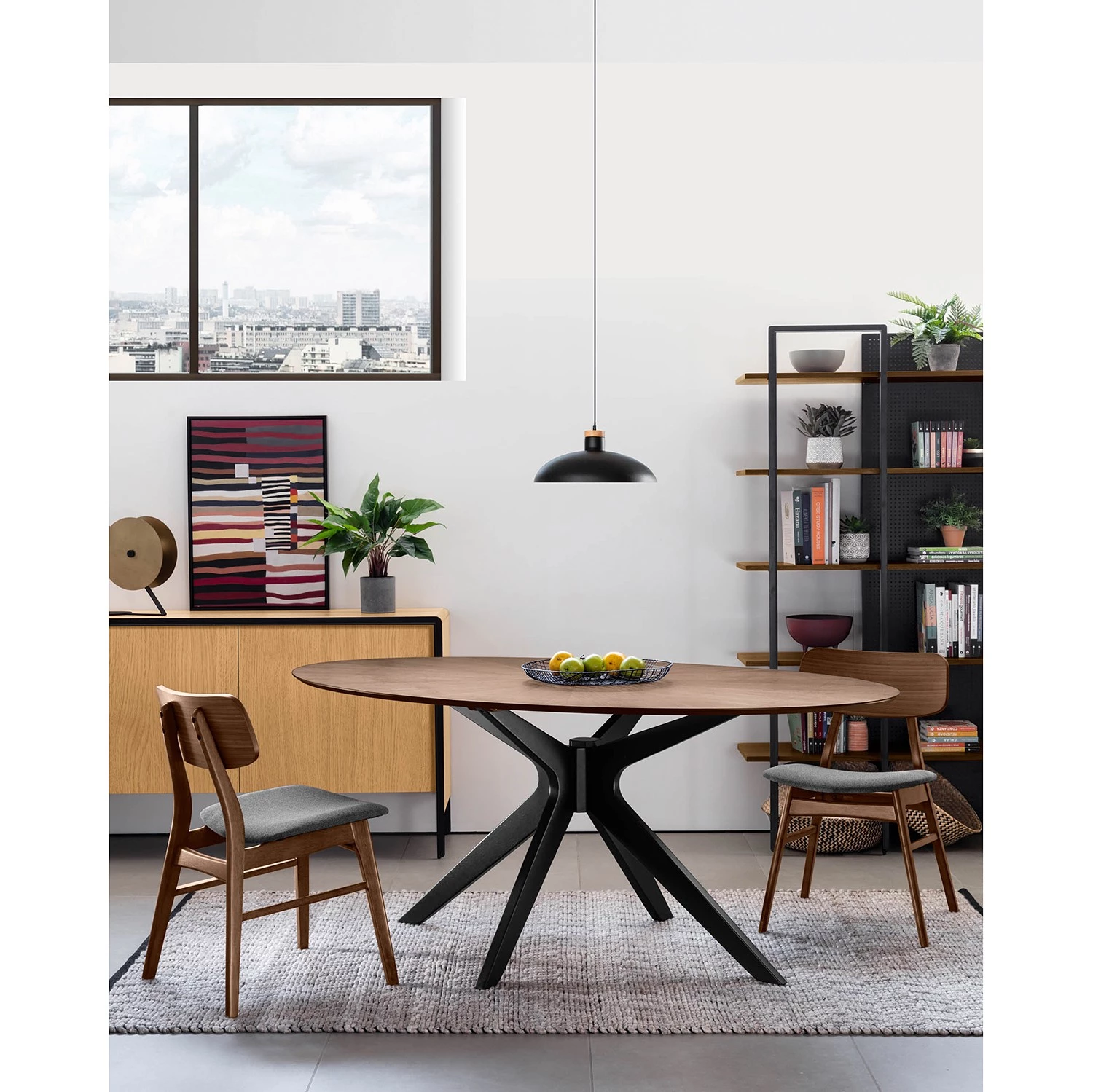 Norrwood Esszimmerstuhl Varkaus II (2er-Set) - Webstoff / Walnuss Furnier & Gummibaum massiv - Grau / Walnuss 2 Norrwood Esszimmerstuhl Varkaus II (2er-Set) - Webstoff / Walnuss Furnier & Gummibaum massiv - Grau / Walnuss – Bild 2