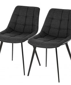 Red Living Polsterstuhl Kellia II (2er-Set) - Webstoff / Stahl - Dunkelgrau