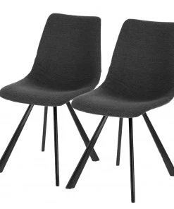 Red Living Polsterstuhl Kolia II (2er-Set) - Webstoff / Stahl - Dunkelgrau