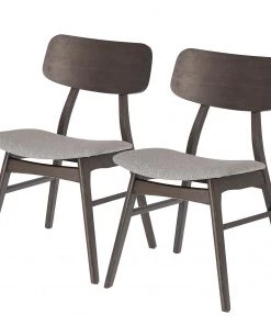 Norrwood Esszimmerstuhl Varkaus III (2er-Set) - Webstoff / Esche Furnier & Gummibaum massiv - Hellgrau / Esche Dunkel