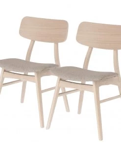 Norrwood Esszimmerstuhl Varkaus I (2er-Set) - Webstoff / Eiche Furnier & Gummibaum massiv - Sahara / Eiche