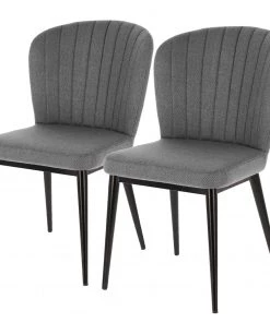 Jack & Alice Polsterstuhl Palm City (2er-Set) - Webstoff / Stahl - Grau