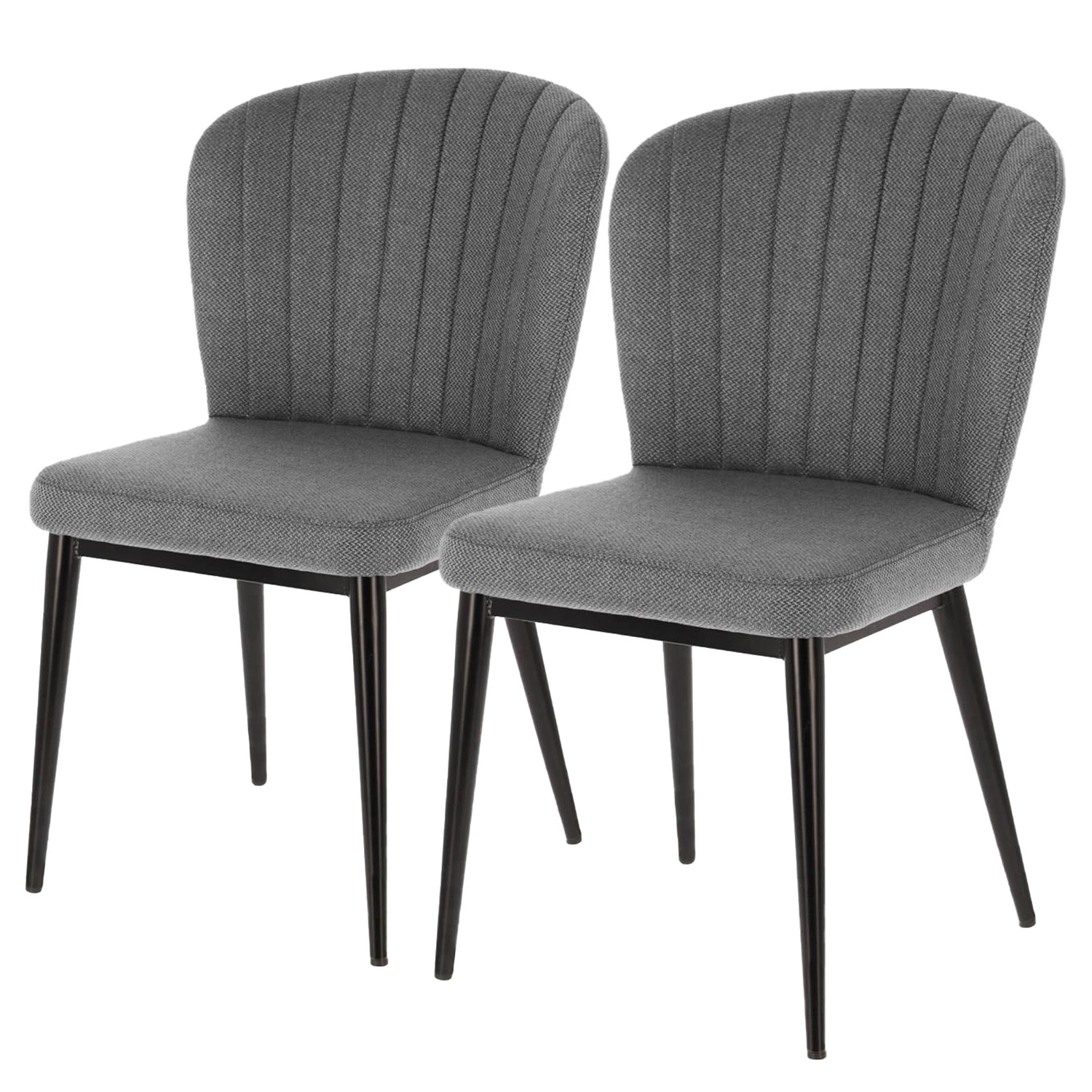 Jack & Alice Polsterstuhl Palm City (2er-Set) - Webstoff / Stahl - Grau 1 Jack & Alice Polsterstuhl Palm City (2er-Set) - Webstoff / Stahl - Grau