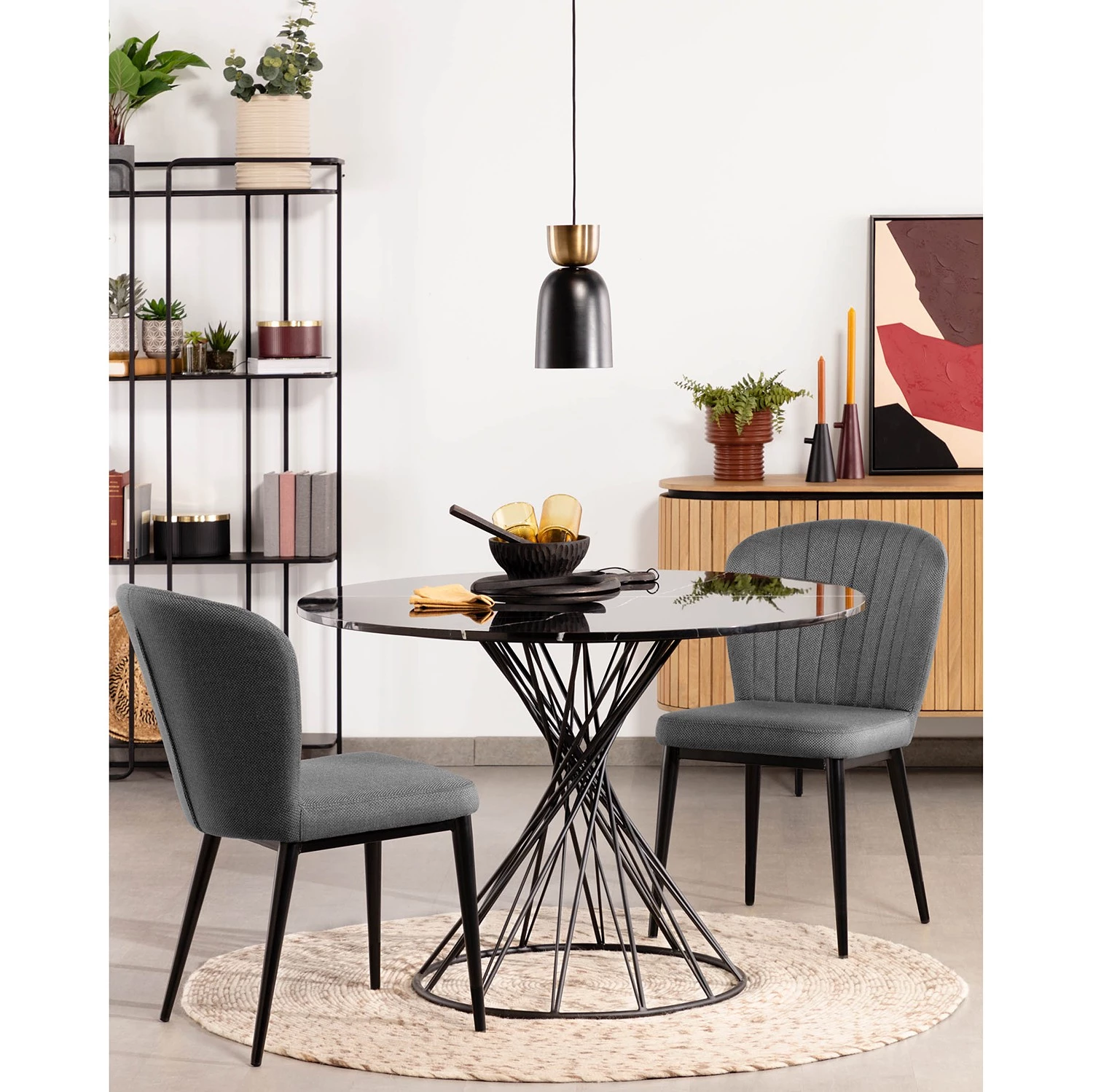 Jack & Alice Polsterstuhl Palm City (2er-Set) - Webstoff / Stahl - Grau 2 Jack & Alice Polsterstuhl Palm City (2er-Set) - Webstoff / Stahl - Grau – Bild 2