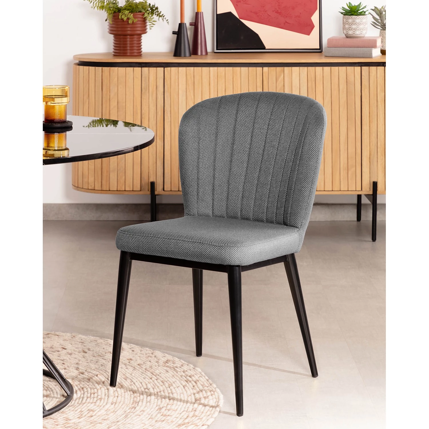 Jack & Alice Polsterstuhl Palm City (2er-Set) - Webstoff / Stahl - Grau 3 Jack & Alice Polsterstuhl Palm City (2er-Set) - Webstoff / Stahl - Grau – Bild 3