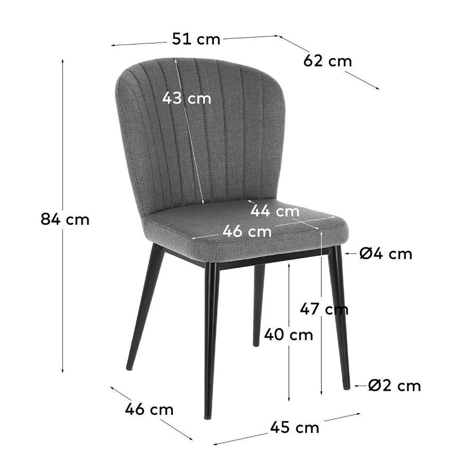 Jack & Alice Polsterstuhl Palm City (2er-Set) - Webstoff / Stahl - Grau 8 Jack & Alice Polsterstuhl Palm City (2er-Set) - Webstoff / Stahl - Grau – Bild 8